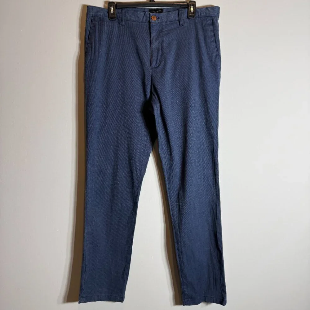 Ted Baker Chino Trouser Dress Pants Men's 34R Blue Preppy Minimalist Formal Work